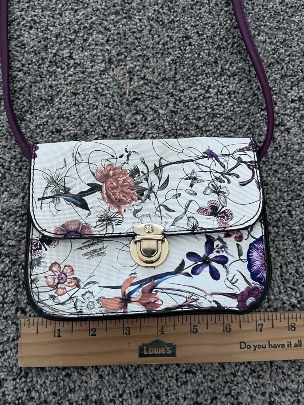 Floral Crossbody Bag in White and Purple